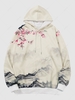 Sweat à Capuche à Imprimé Peinture Chinoise Fleur Traditionnelle L Abricot