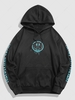 Sweat à Capuche à Imprimé Pieuvre en Dessin Animé Lettre en Laine du Streetwear S Noir