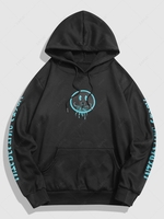 Sweat à Capuche à Imprimé Pieuvre en Dessin Animé Lettre en Laine du Streetwear S Noir
