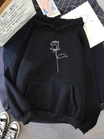 Sweat à Capuche à Imprimé Rose à Goutte Epaule M Noir
