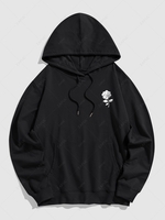 Sweat à Capuche à Imprimé Rose en Coton Xl Noir