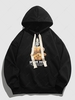 Sweat à Capuche à Imprimé Slogan avec Poche Kangourou L Noir