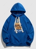 Sweat à Capuche à Imprimé Slogan avec Poche Kangourou S Bleu