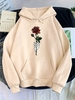 Sweat à Capuche à Imprimé Thermique Rose Main à Goutte Epaule M Café lumière