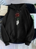 Sweat à Capuche à Imprimé Thermique Rose Main à Goutte Epaule M Noir
