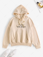 Sweat à Capuche à Imprimé Thermique Slogan à Goutte Epaule S Café lumière