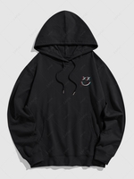 Sweat à Capuche à Imprimé Visage Souriant M Noir