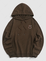 Sweat à Capuche à Imprimé Visage Souriant Xl Café profond