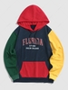 Sweat à Capuche à Lettre FLORIDA en Blocs de Couleurs avec Poche en Avant L