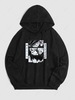 Sweat à Capuche à Lettre Style Japonais Xxl Noir