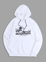 Sweat à Capuche à Mer Style Japonais M Blanc