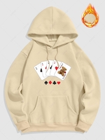 Sweat à Capuche à Motif Carte Doublé en Molleton L Café lumière