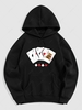Sweat à Capuche à Motif Carte Doublé en Molleton M Noir