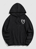 Sweat à Capuche à Motif Cœur M Noir