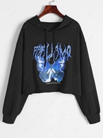 Sweat à Capuche à Motif Papillon L Noir