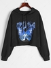 Sweat à Capuche à Motif Papillon M Noir