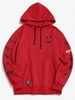 Sweat à Capuche Applique à Imprimé Visage en Dessin Animé Lettre en Laine 2xl Rouge