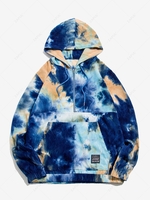 Sweat à Capuche Applique Teinté à Demi-Zip en Velours Côtelé Xl Bleu profond