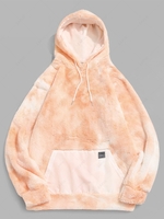 Sweat à Capuche Applique Teinté Fourré avec Poche en Avant en Fausse Fourrure S Orange clair