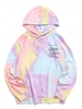 Sweat à Capuche Applique Teinté Lettre Graphique Imprimée 2xl Violet clair