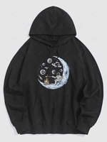 Sweat à Capuche Astronaute Lune Graphique L Noir