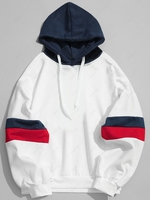 Sweat à Capuche avec Cordon de Serrage et en Blocs de Couleurs S Blanc