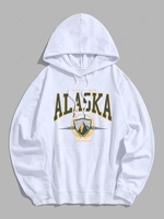 Sweat à Capuche Lettre ALASKA de Poche Kangourou Xl Blanc