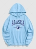 Sweat à Capuche Lettre ALASKA de Poche Kangourou Xl Bleu clair