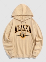 Sweat à Capuche Lettre ALASKA de Poche Kangourou Xl Café lumière