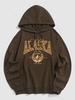 Sweat à Capuche Lettre ALASKA de Poche Kangourou Xl Café profond