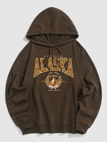 Sweat à Capuche Lettre ALASKA de Poche Kangourou Xl Café profond