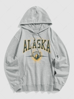 Sweat à Capuche Lettre ALASKA de Poche Kangourou Xl Gris