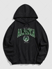 Sweat à Capuche Lettre ALASKA de Poche Kangourou Xl Noir