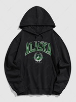 Sweat à Capuche Lettre ALASKA de Poche Kangourou Xl Noir