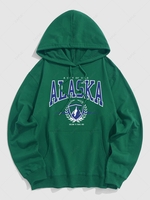 Sweat à Capuche Lettre ALASKA de Poche Kangourou Xl Vert profond