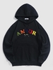 Sweat à Capuche Lettre Brodée à Doublure en Laine Xxl Nuit