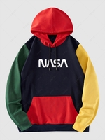 Sweat à Capuche Lettre Graphique en Blocs de Couleurs Poche en Avant Xl Multi a