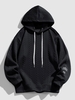 Sweat à Capuche Lettre Patch en Tricot à Câble M Noir