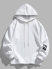 Sweat à Capuche Lettre Patch en Tricot à Câble S Blanc