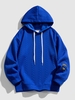 Sweat à Capuche Lettre Patch en Tricot à Câble Xl Bleu