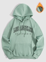Sweat à Capuche Molletonné à Message avec Poche Kangourou M Vert clair