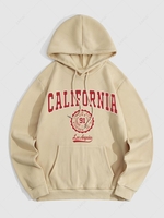 Sweat à Capuche Motif de Badge et Lettre CALIFORNIA L Café lumière