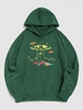 Sweat à Capuche Motif de Dinosaure de Dessin Animé Style Graphique S Vert profond