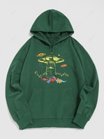 Sweat à Capuche Motif de Dinosaure de Dessin Animé Style Graphique S Vert profond