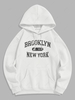 Sweat à Capuche Motif de Lettre BROOKLYN NEW YORK en Toison M Blanc