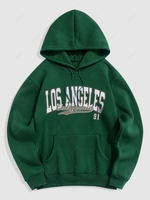 Sweat à Capuche Motif de Lettre LOS ANGELES Doublure Polaire 2xl Vert profond