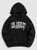 Sweat à Capuche Motif de Lettre LOS ANGELES Doublure Polaire L Noir