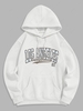 Sweat à Capuche Motif de Lettre LOS ANGELES Doublure Polaire M Blanc