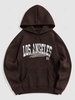 Sweat à Capuche Motif de Lettre LOS ANGELES Doublure Polaire M Café profond