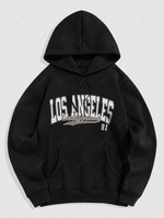 Sweat à Capuche Motif de Lettre LOS ANGELES Doublure Polaire S Noir